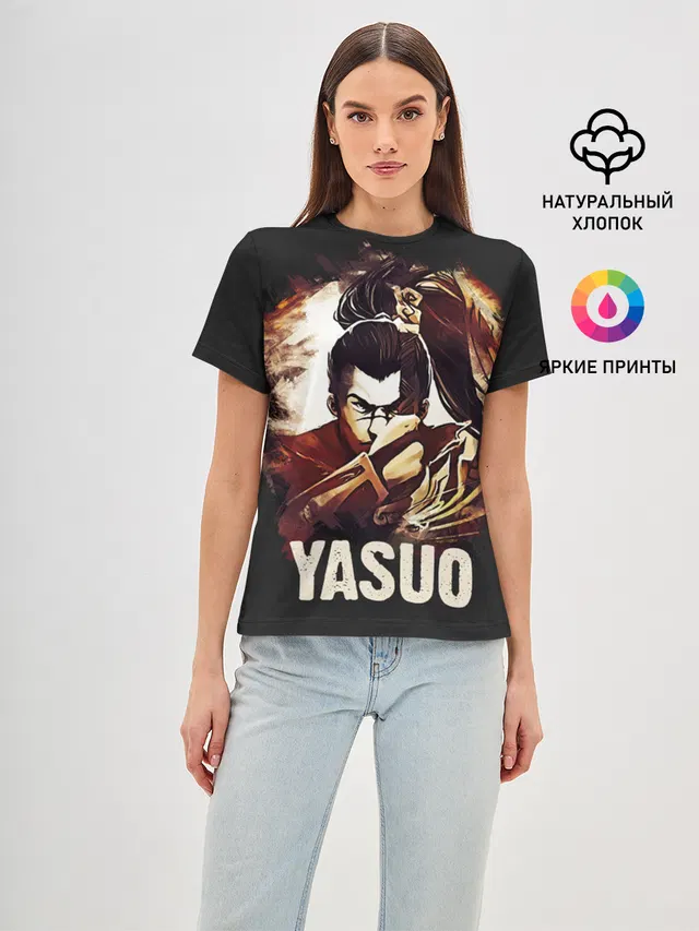 Женская базовая футболка с принтом «Yasuo»