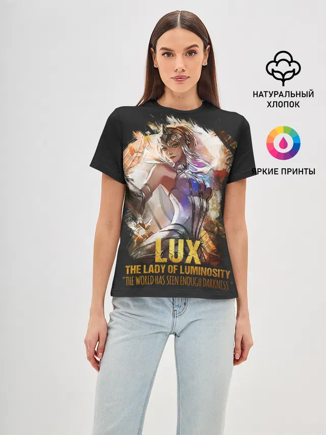 Женская базовая футболка с принтом «Lux»