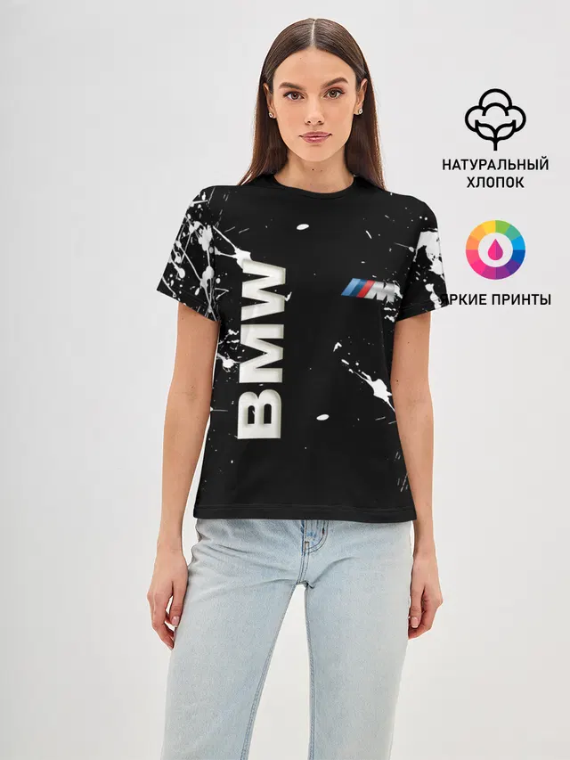 Женская базовая футболка с принтом «BMW»