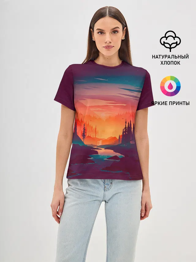 Minimal forest sunset