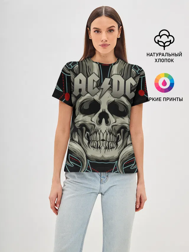 Женская базовая футболка с принтом «skull»