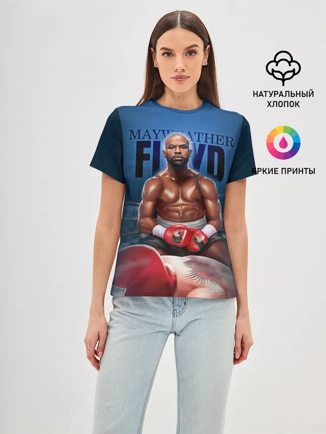Женская базовая футболка с принтом «Бокс — Mayweather»
