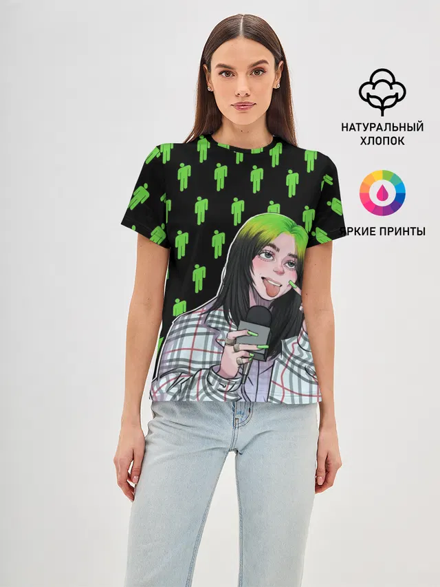 Женская базовая футболка с принтом «Billie Eilish»