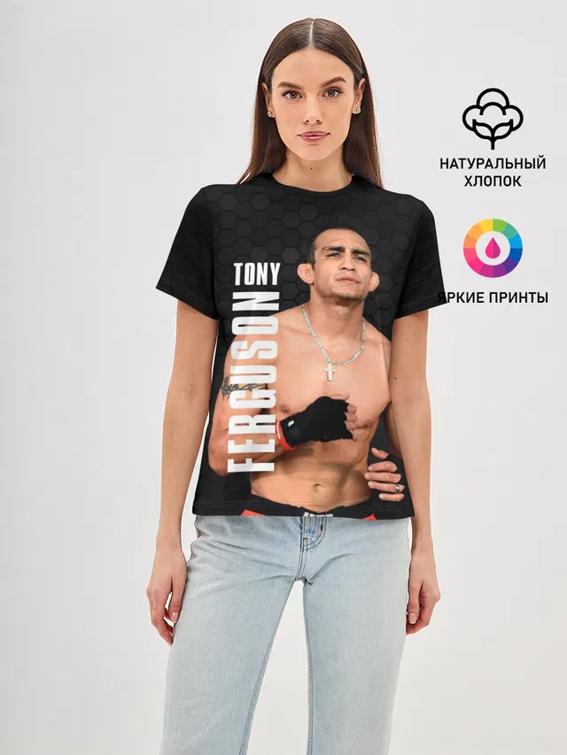 Женская базовая футболка с принтом «MMA — EL CUCUY Tony Ferguson»