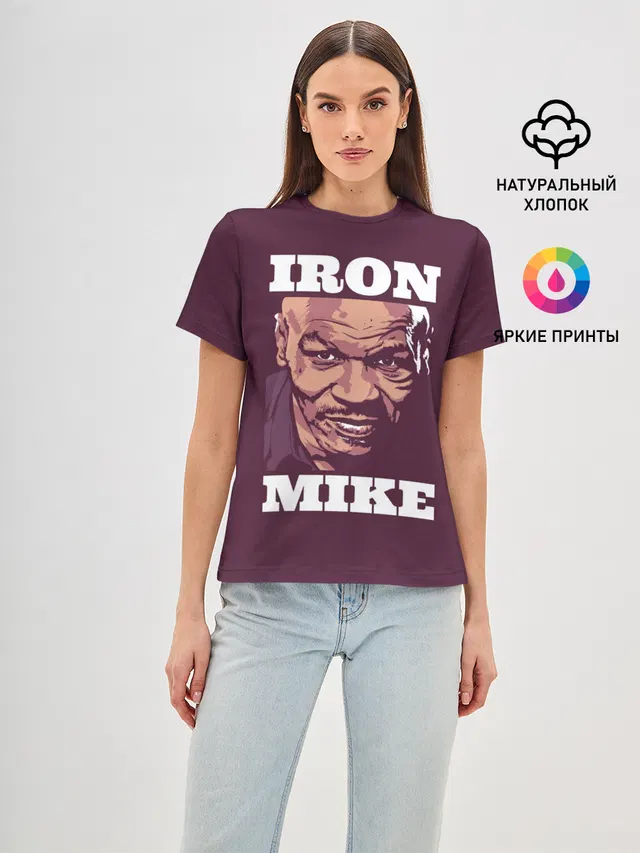 Женская базовая футболка с принтом «Бокс — Mike Tyson»