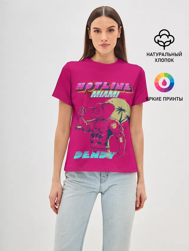 Женская базовая футболка с принтом «Hotline Miami»