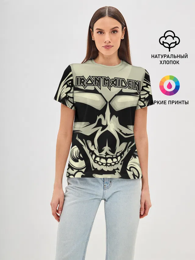 Женская базовая футболка с принтом «Skull»
