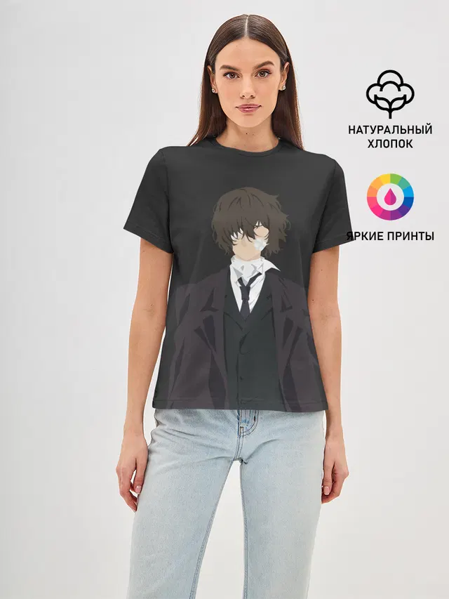 Женская базовая футболка с принтом «Osamu Dazai»