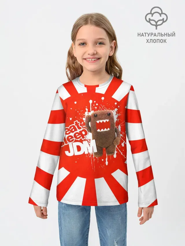 Детский лонгслив с принтом «JDM Style — Domo jdm»