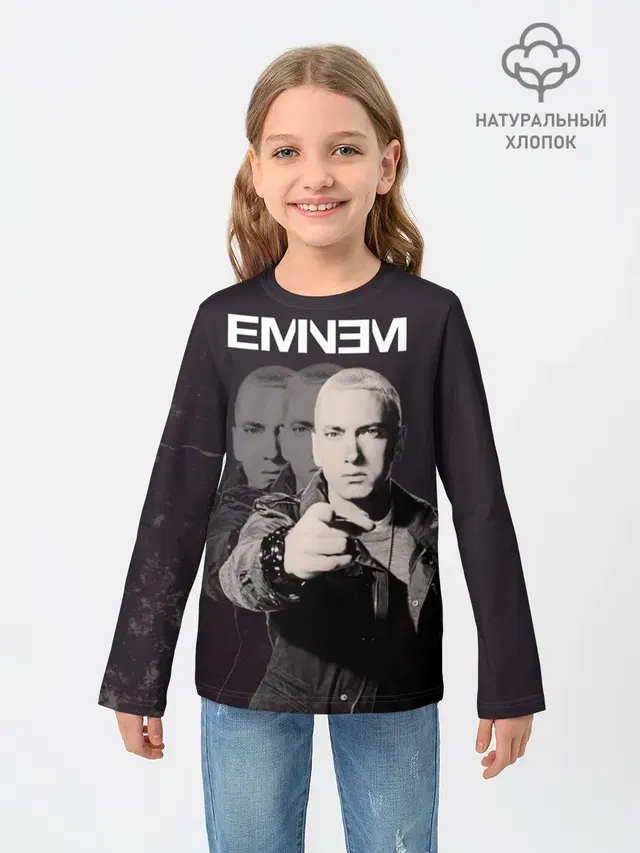 Детский лонгслив с принтом «Eminem»