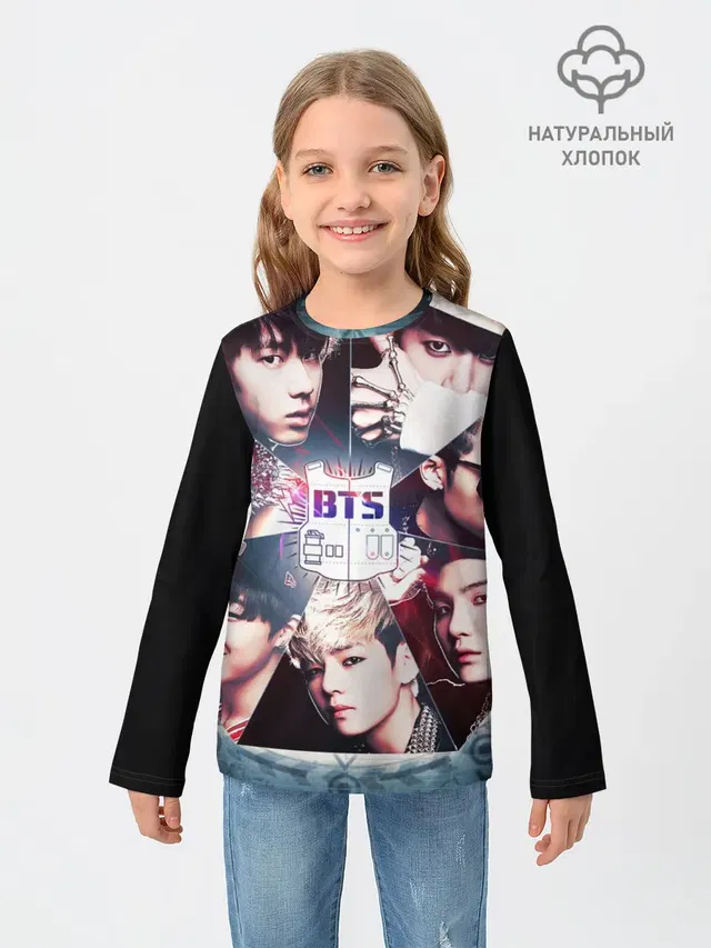 Детский лонгслив с принтом «BTS»