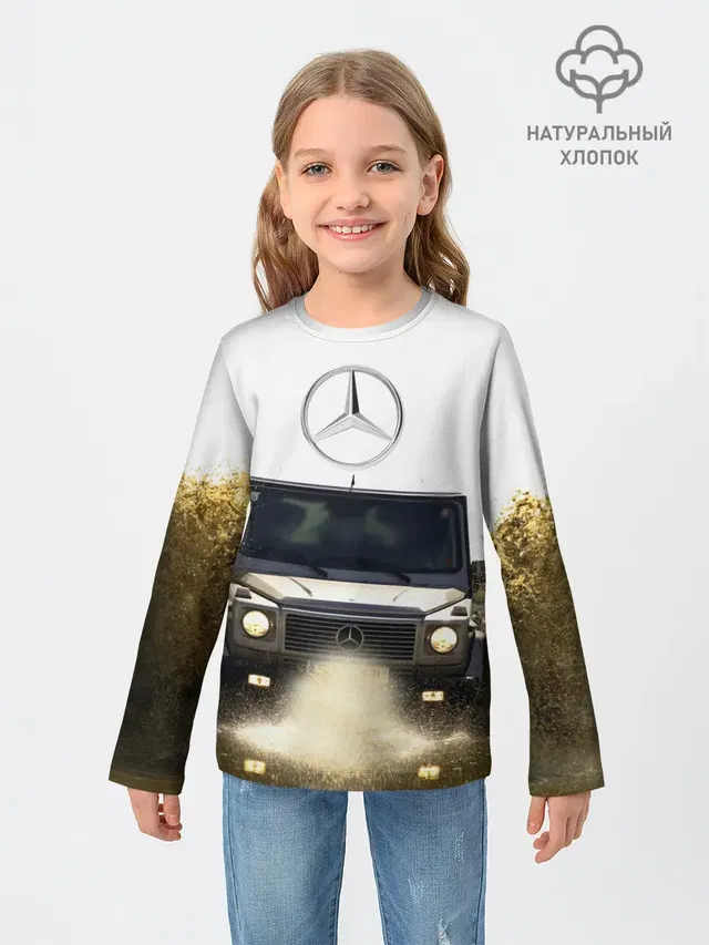Детский лонгслив с принтом «Merсedes — Mercedes»