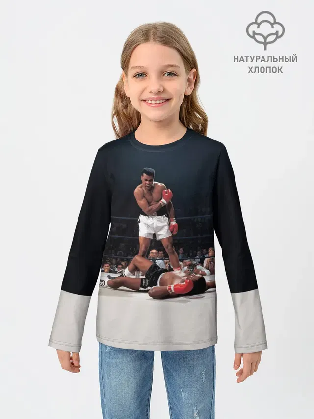 Детский лонгслив с принтом «Мухаммед Али — Muhammad Ali»