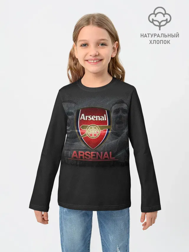 Детский лонгслив с принтом «Арсенал — Arsenal. Fly Emirates»