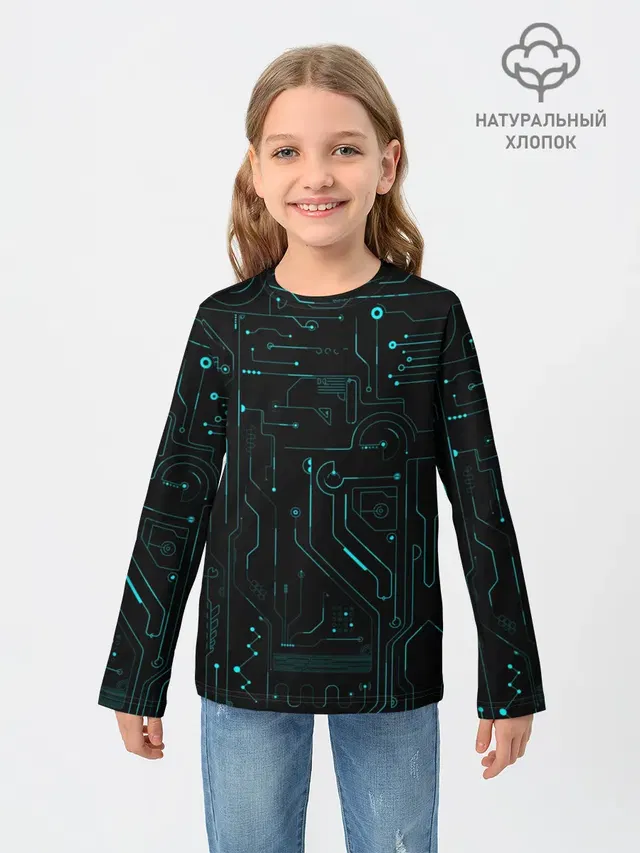 Детский лонгслив с принтом «Hi-Tech»
