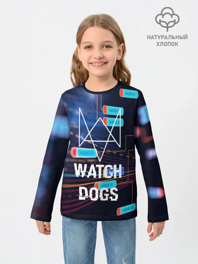 Детский лонгслив с принтом «Watch Dogs»