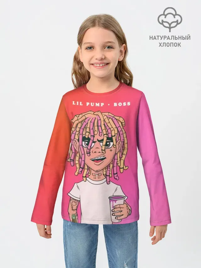 Детский лонгслив с принтом «Lil Pump Boss»