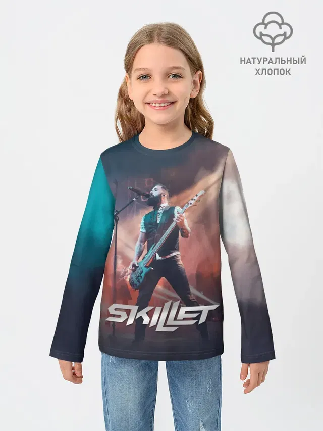 Детский лонгслив с принтом «Skillet — John Cooper»