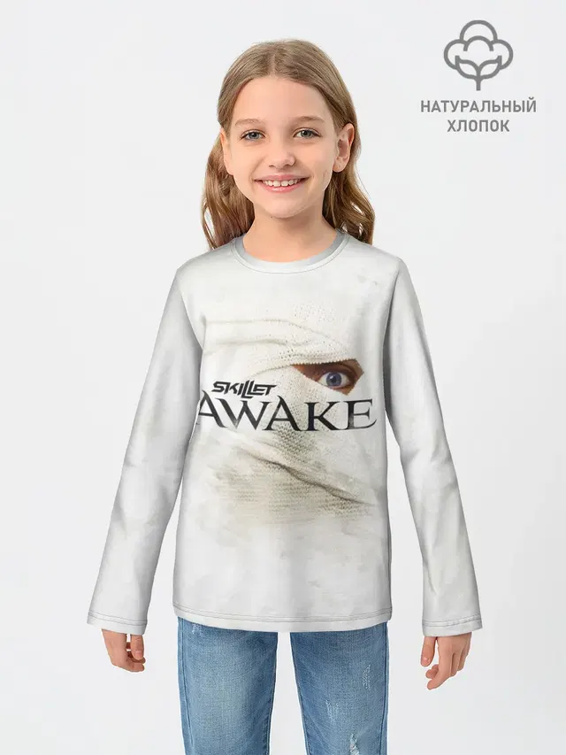 Детский лонгслив с принтом «Awake»