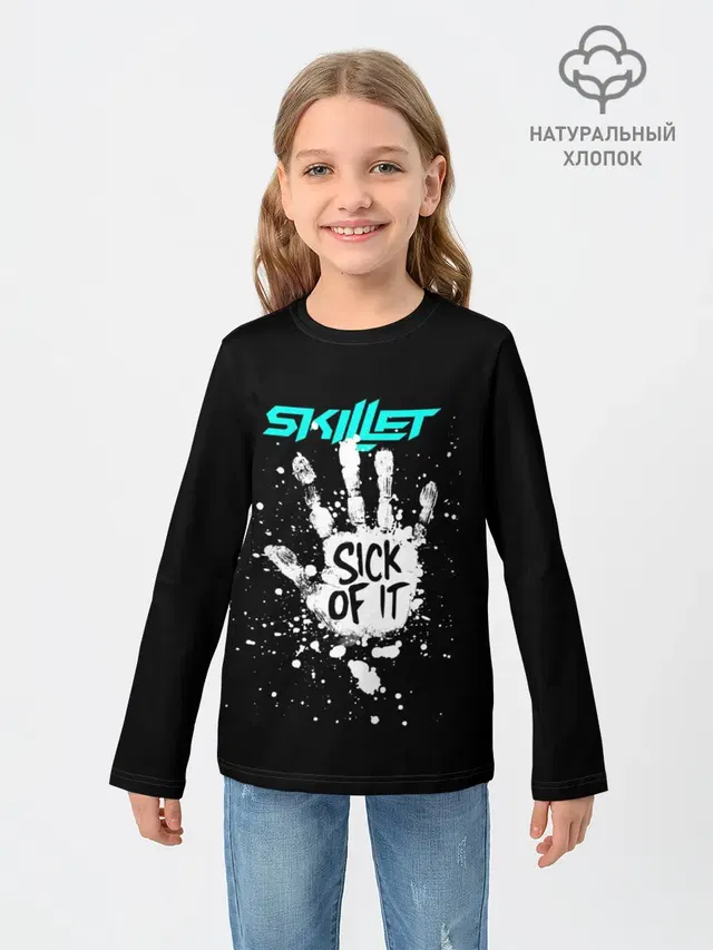 Детский лонгслив с принтом «Skillet — Sick of it»