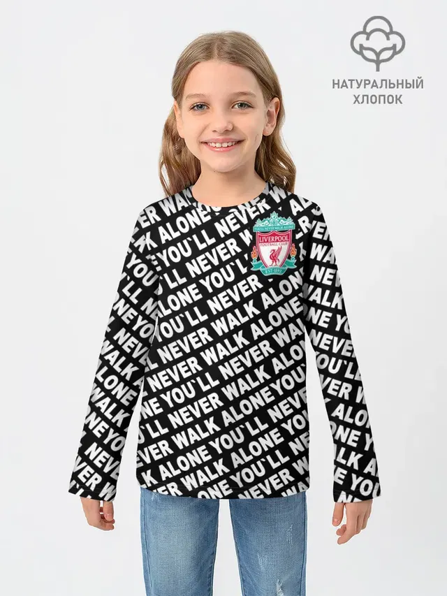 Детский лонгслив с принтом «YNWA с логотипом»