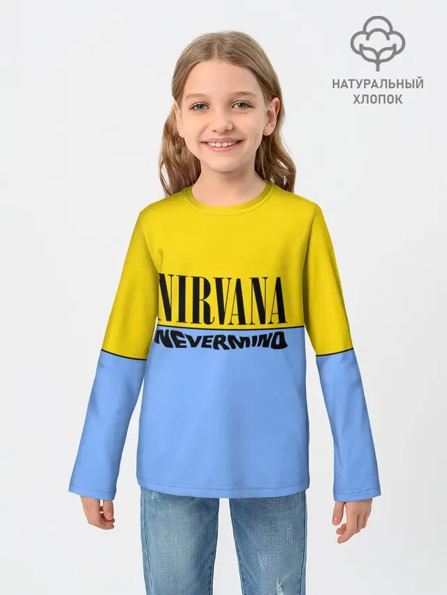 Детский лонгслив с принтом «Nirvana nevermino»