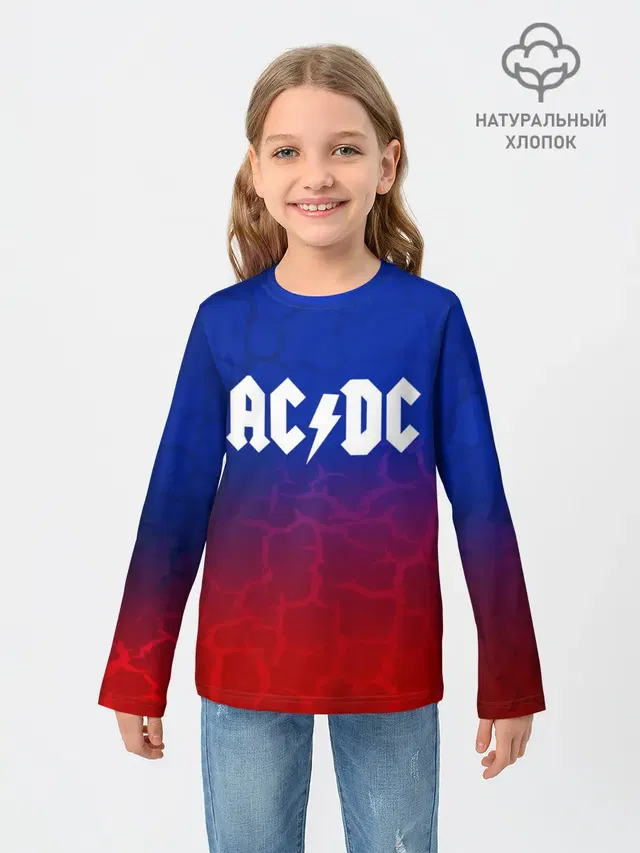 Детский лонгслив с принтом «AC — AC/DC angel&devil»