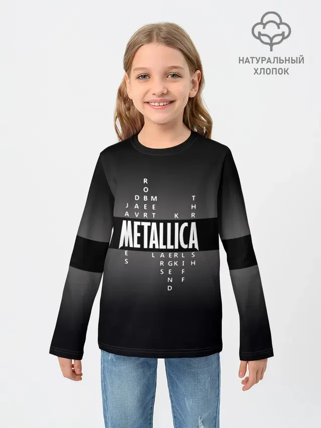 Детский лонгслив с принтом «Metallica — Участники группы Metallica»