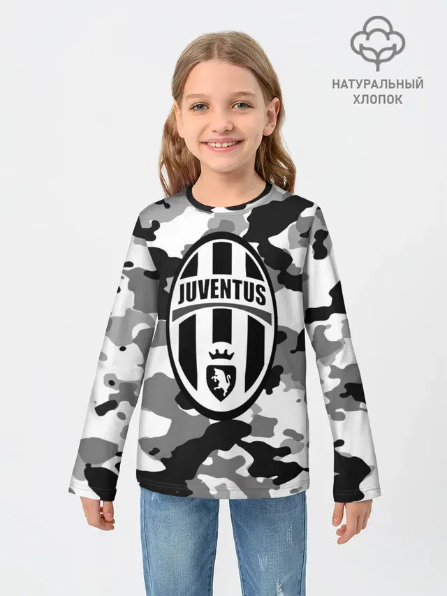 Детский лонгслив с принтом «Ювентус — FC Juventus Camouflage»