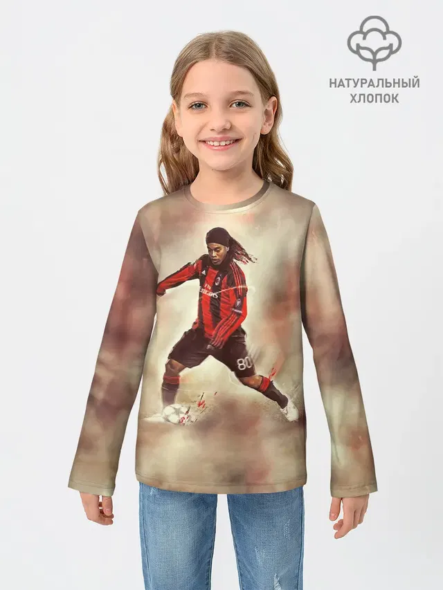 Детский лонгслив с принтом «Ronaldinho»
