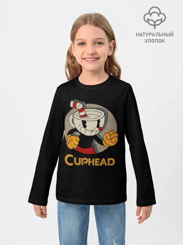 Детский лонгслив с принтом «Cuphead»