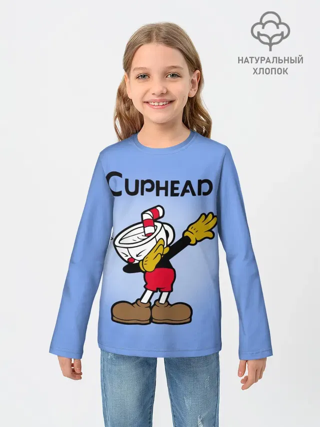 Детский лонгслив с принтом «Cuphead»