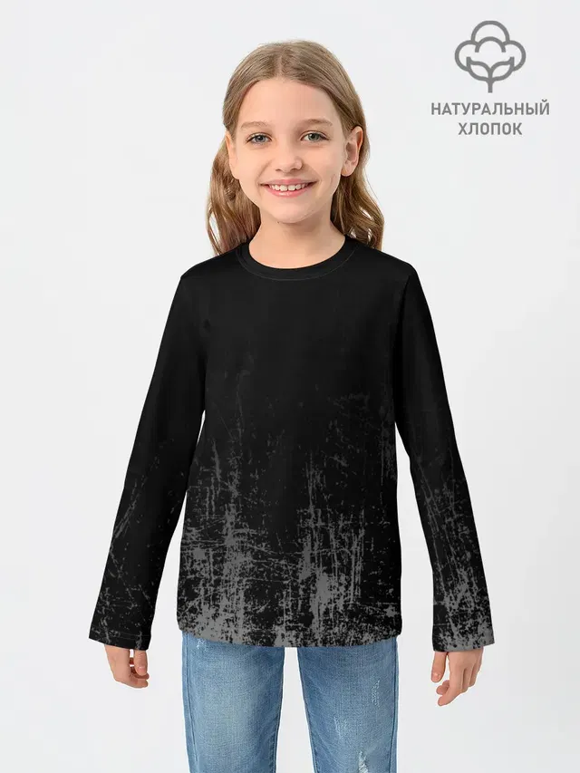 Детский лонгслив с принтом «Black Grunge»