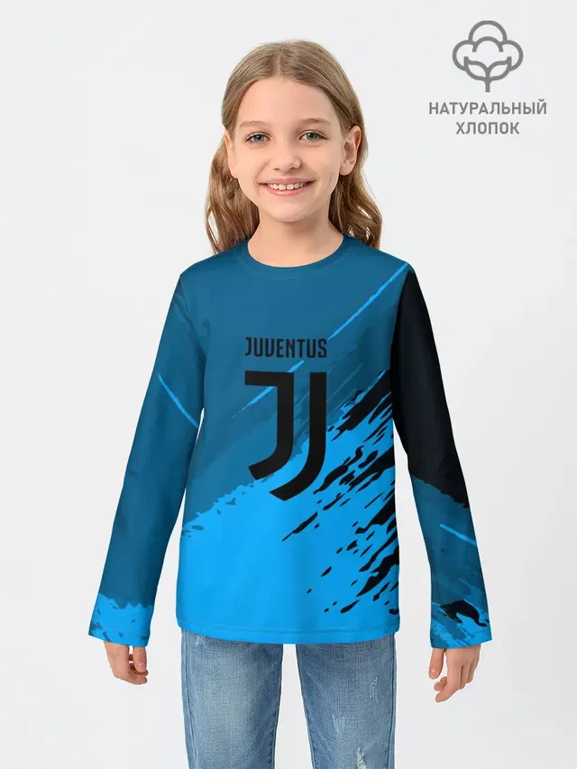 Детский лонгслив с принтом «Ювентус — FC Juventus abstract style»