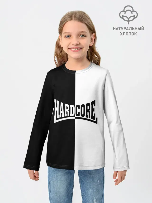 Детский лонгслив с принтом «Hardcore»