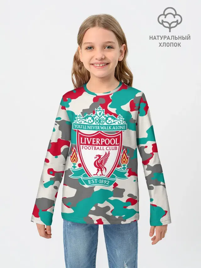 Детский лонгслив с принтом «Camouflage — FC Liverpool»