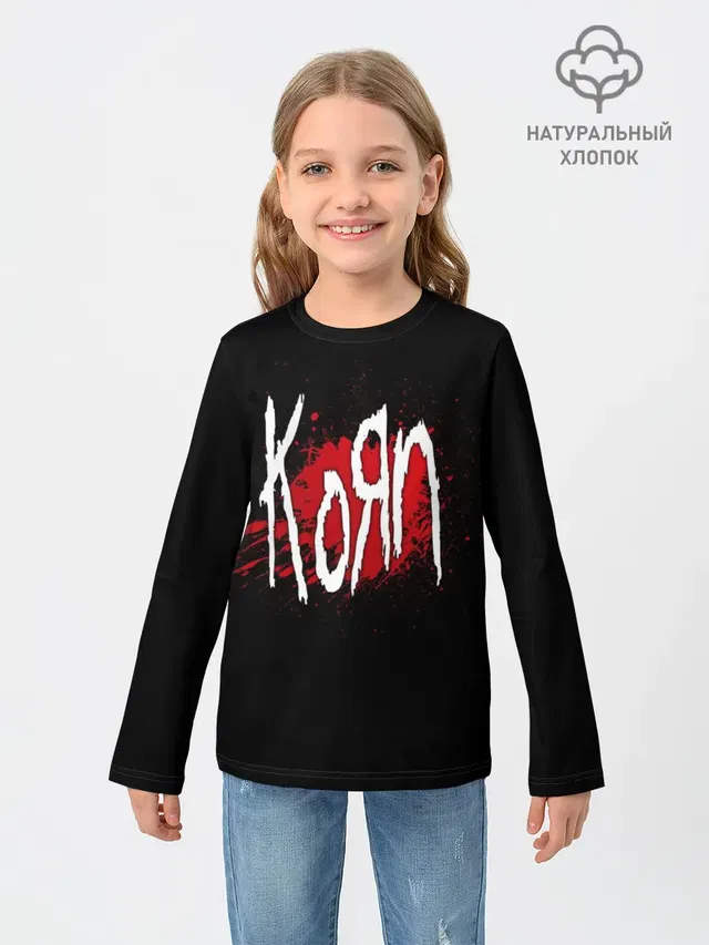 Детский лонгслив с принтом «KoЯn — Korn»