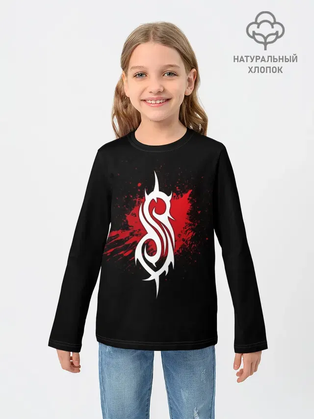 Детский лонгслив с принтом «Slipknot logo»