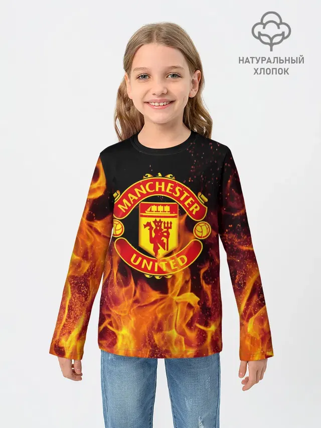 Детский лонгслив с принтом «Манчестер Юнайтед — FC Manchester United»