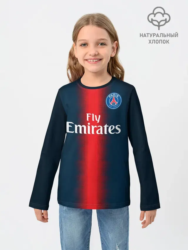 Детский лонгслив с принтом «ПСЖ — PSG Форма Новая Home 18/19»