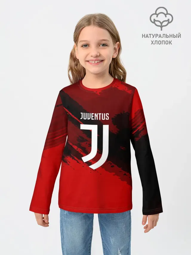 Детский лонгслив с принтом «Ювентус — JUVENTUS SPORT RED»