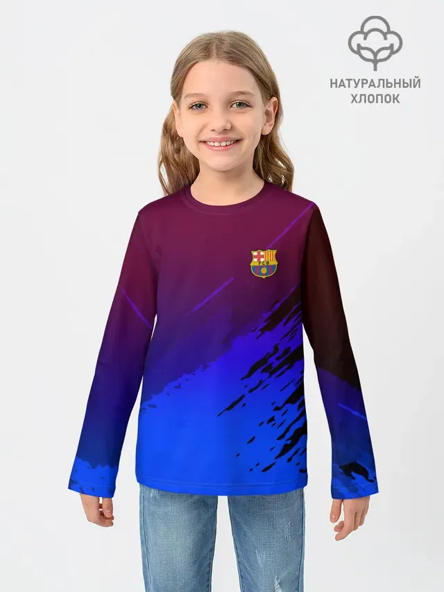 Детский лонгслив с принтом «Барселона — FC Barcelona SPORT»