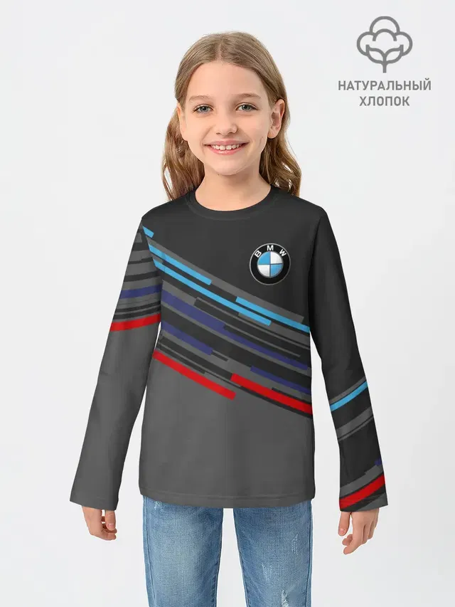 Детский лонгслив с принтом «BMW — BMW BRAND COLOR»