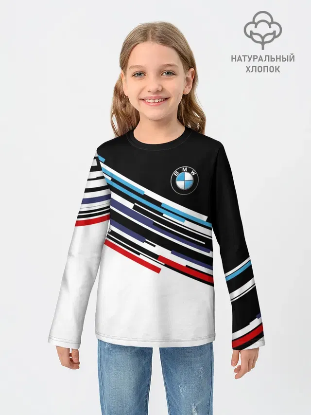 Детский лонгслив с принтом «BMW — BMW BRAND COLOR»
