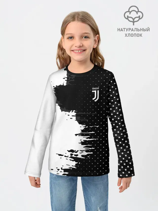 Детский лонгслив с принтом «Ювентус — Juventus uniform black 2018»