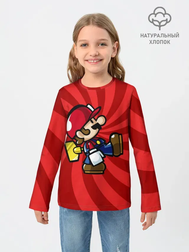 Детский лонгслив с принтом «Mario»
