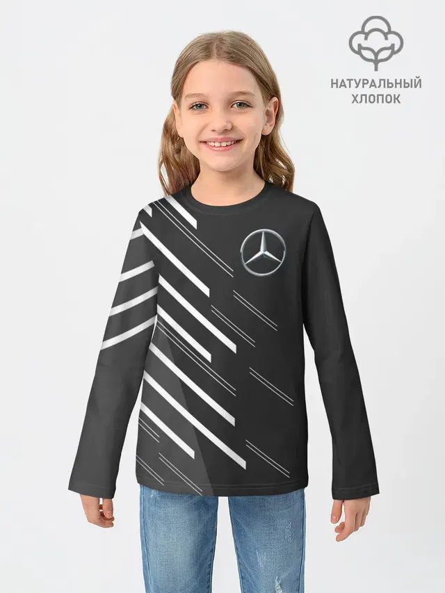 Детский лонгслив с принтом «Speed lines — MERCEDES BENZ SPORT»
