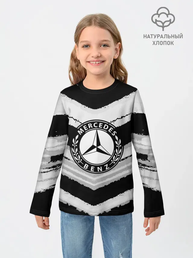 Детский лонгслив с принтом «Mercedes sport abstract 2018»