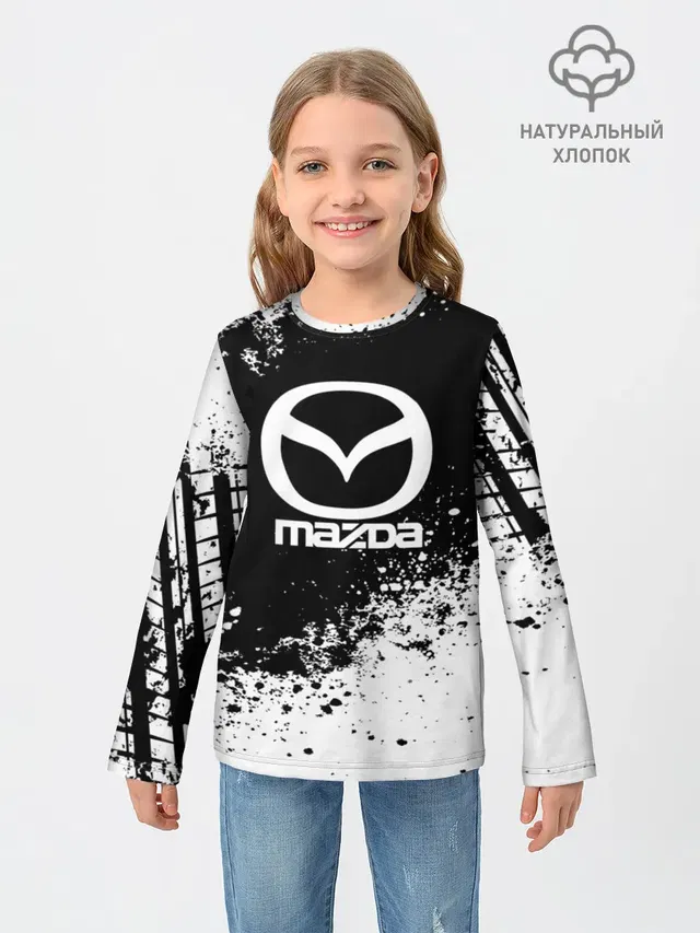 Детский лонгслив с принтом «Mazda — Mazda abstract sport»