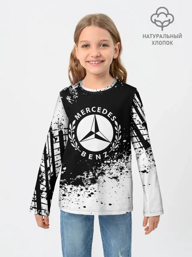 Детский лонгслив с принтом «Mercedes abstract sport»